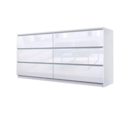 Chest of drawers 1500x376x730 mm Bright MDF white gloss